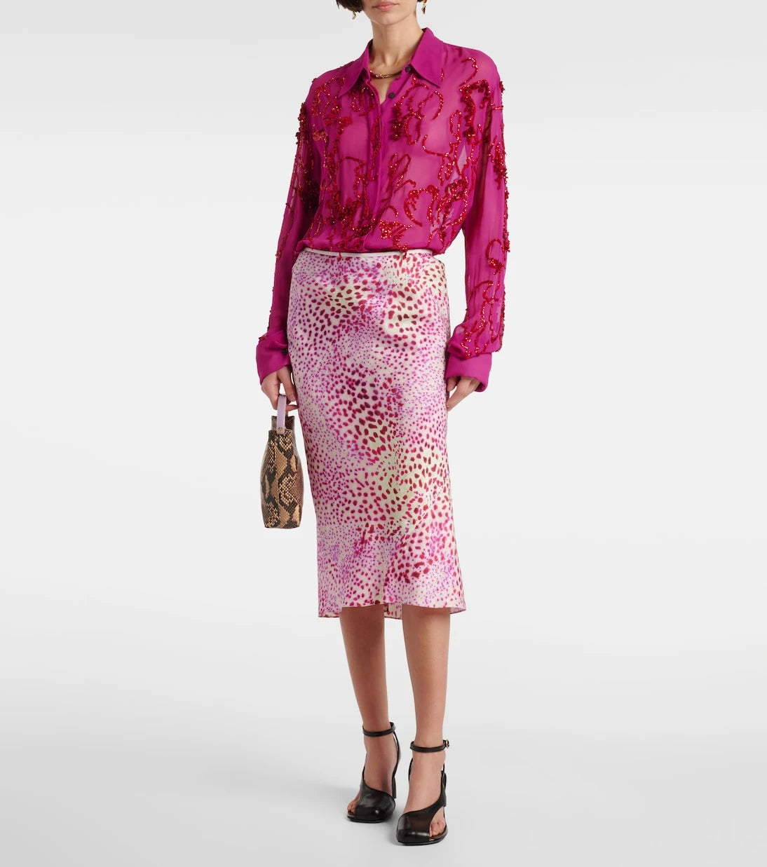 Dries Van Noten - تنورة ميدي مطبوعة