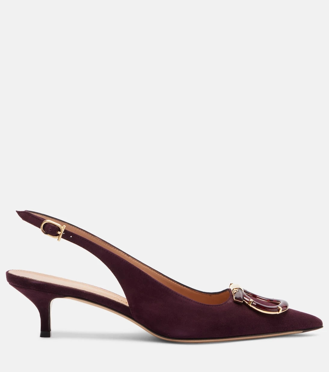 Ferragamo - Sara 40 Gancini suede slingback pumps