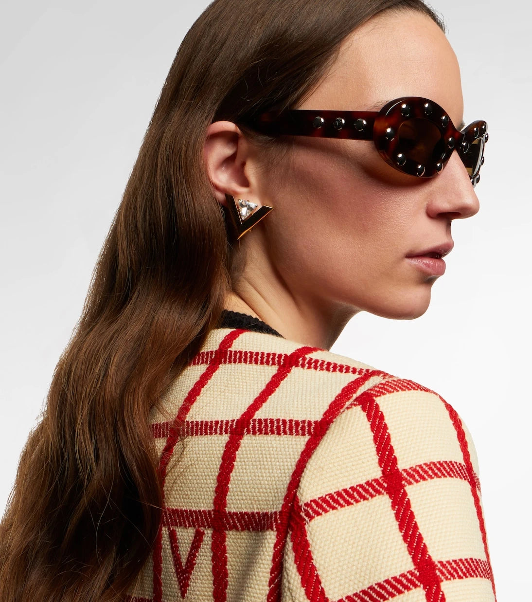 Valentino - VLogo studded oval sunglasses