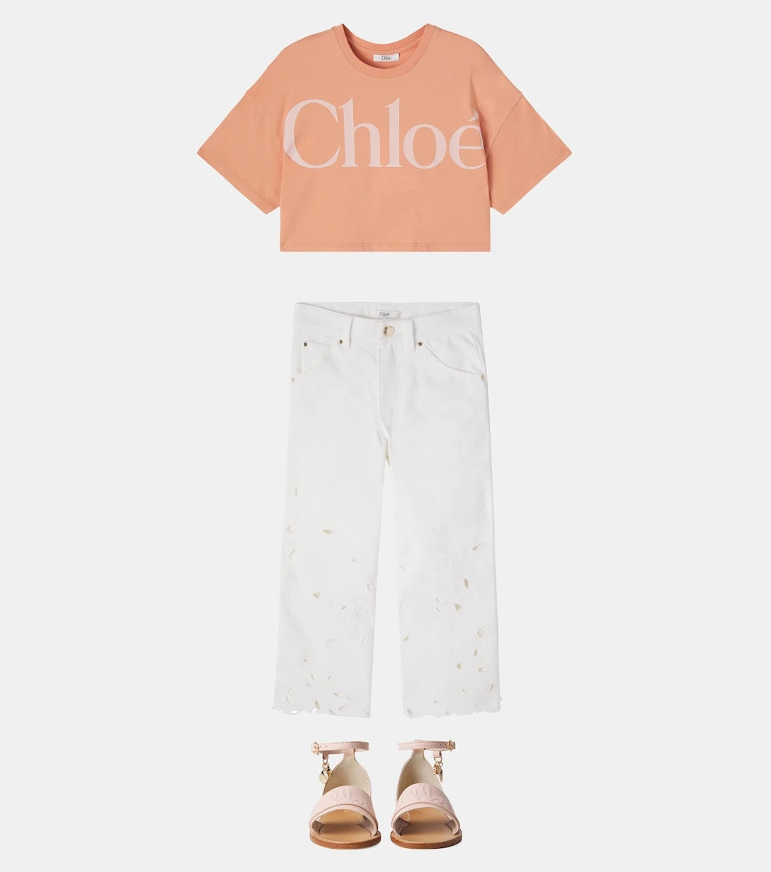 Chloé Kids - Broderie anglaise jeans