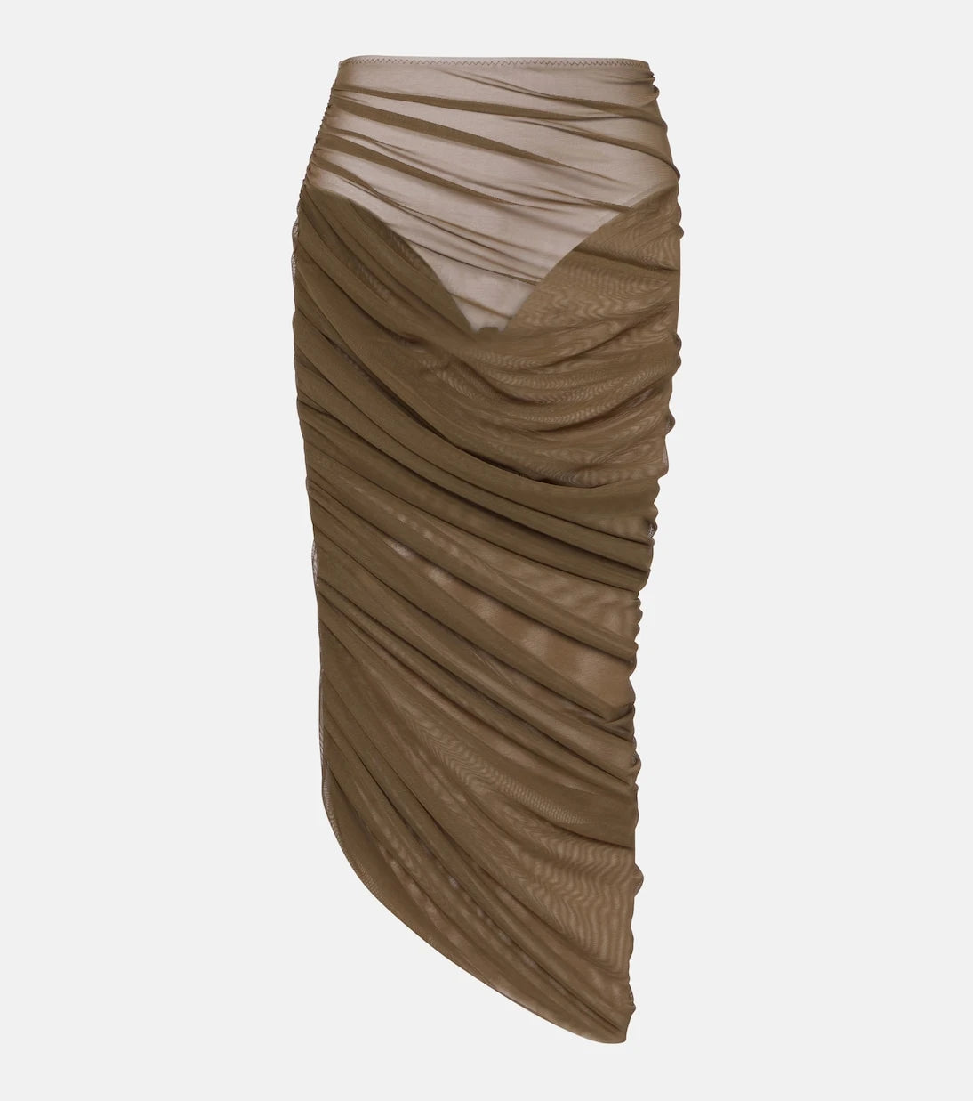 Norma Kamali - Diana ruched asymmetric midi skirt