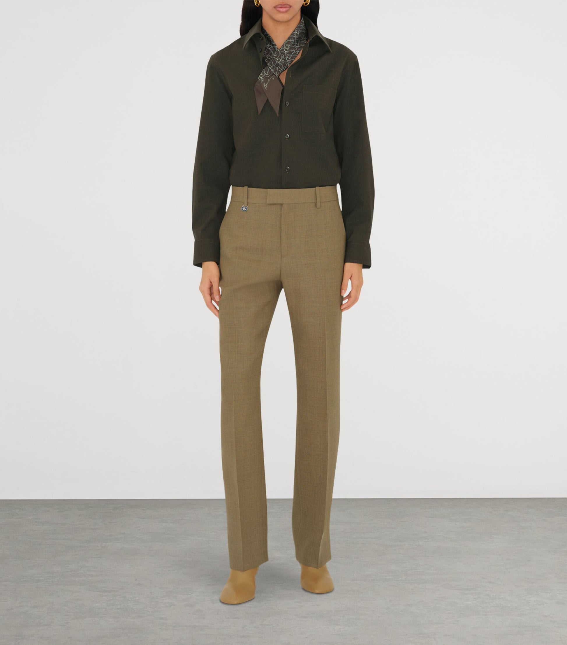 Brown Silk B Charm Skinny Scarf