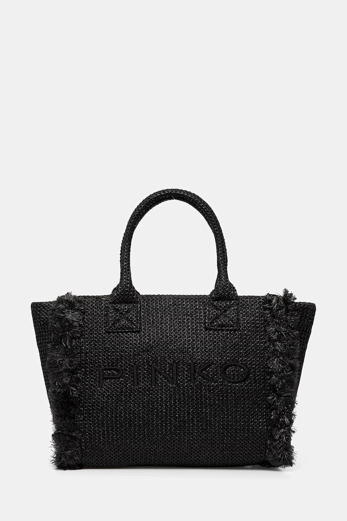 Pinko örme kumaştan kadın alışveriş çantası