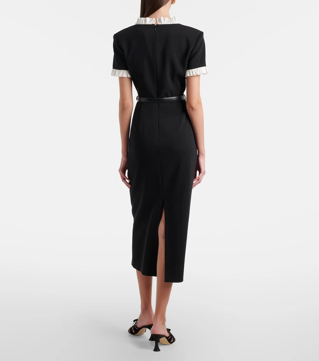 Self-Portrait - Belted crêpe midi dress