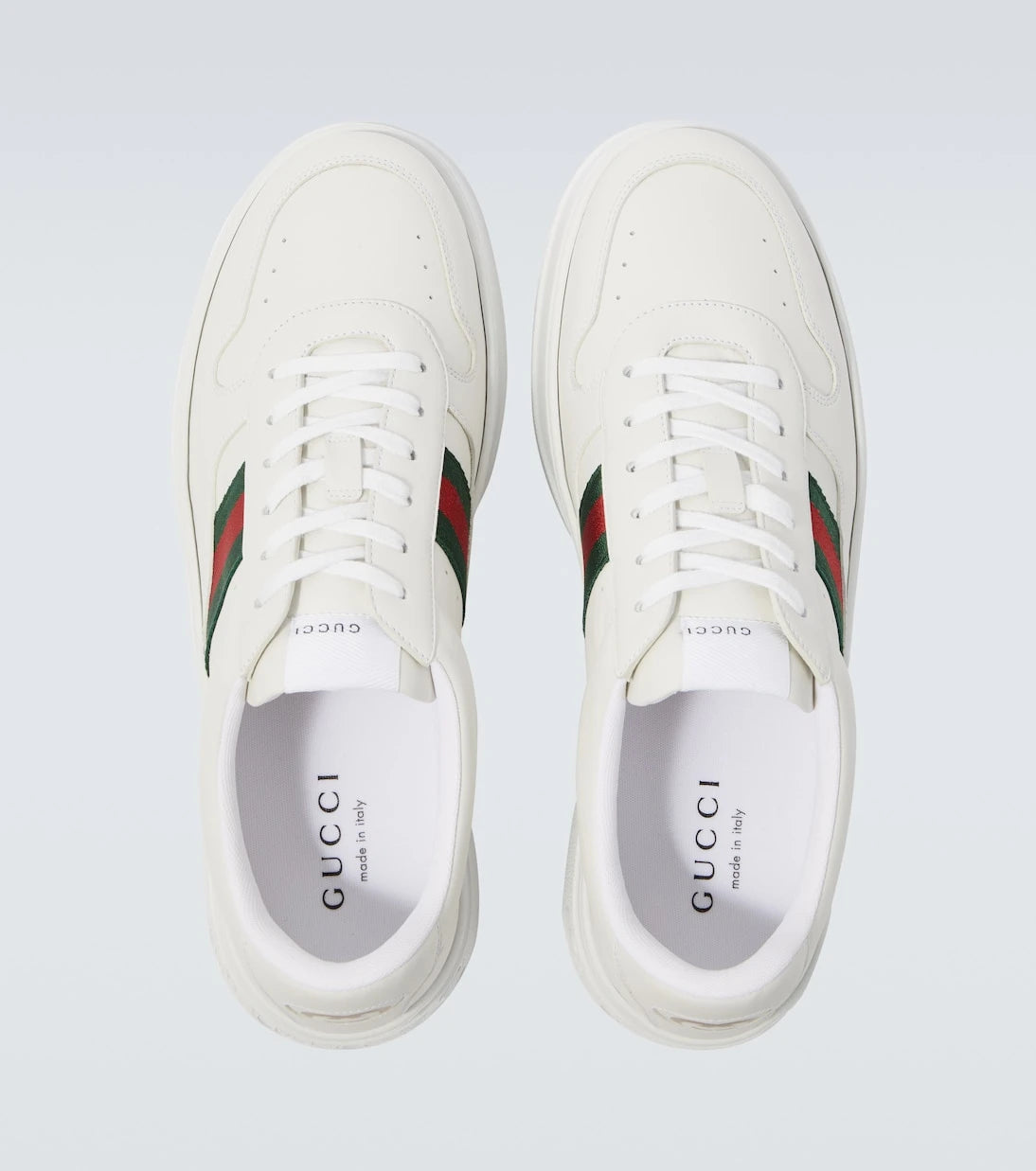 Gucci - Web Stripe leather sneakers