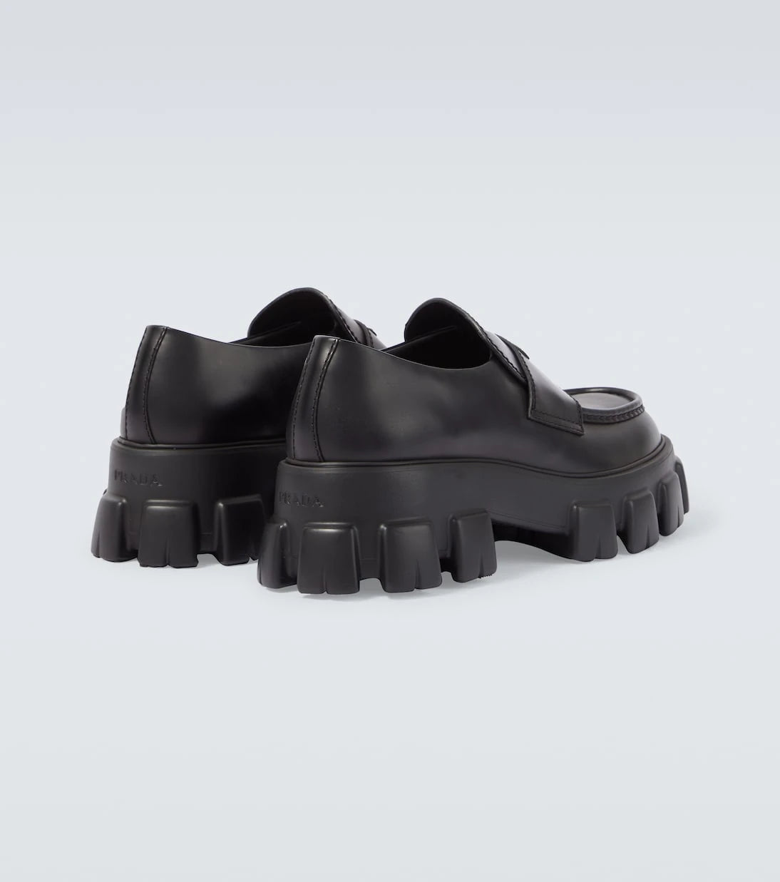 Prada - Logo leather platform loafers