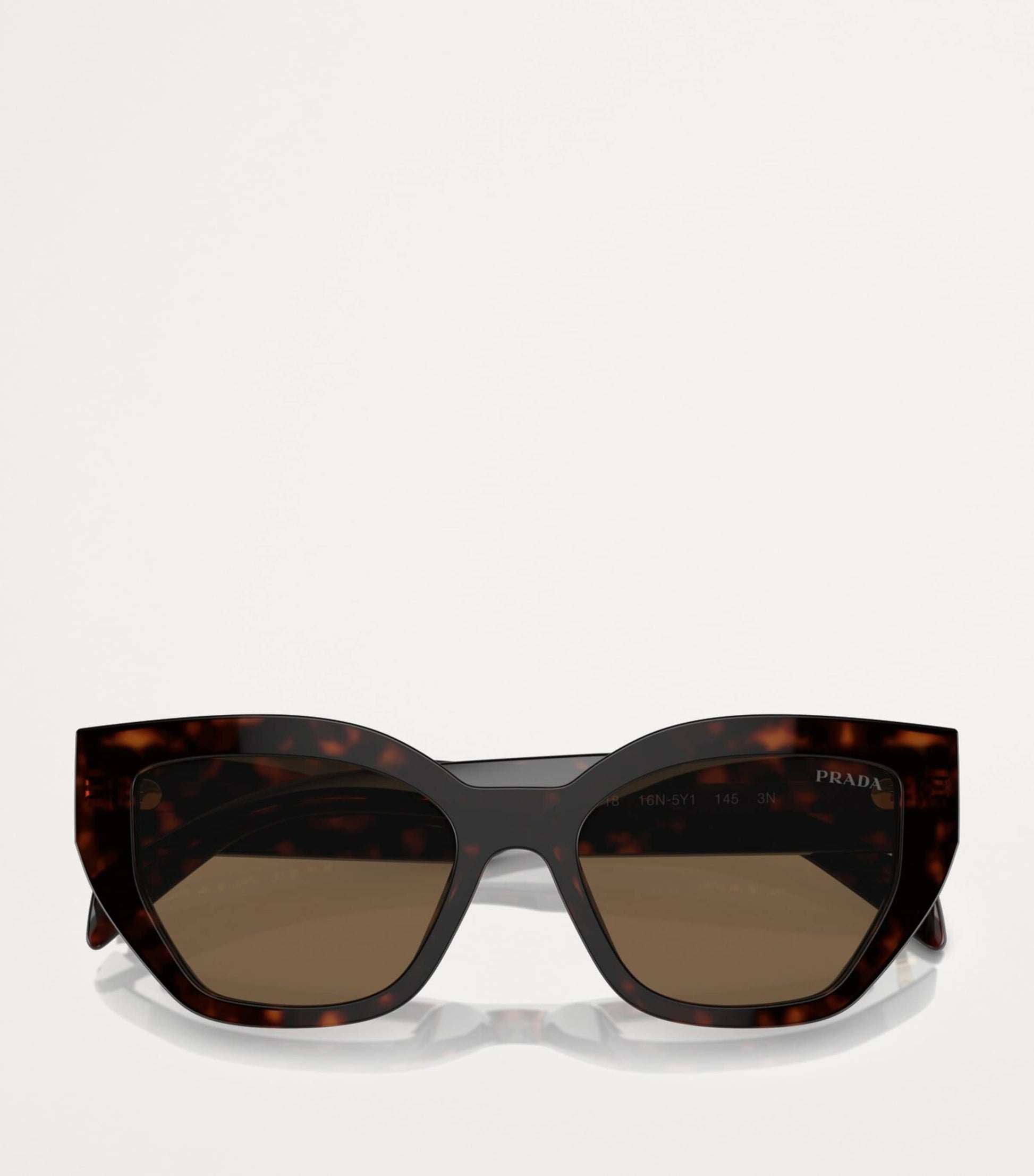 Prada Brown Tortoiseshell Geometric Sunglasses
