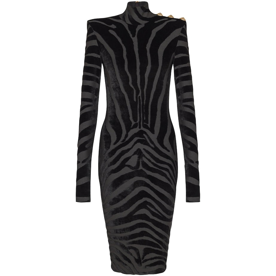 Velvet Zebra Print Mini Dress