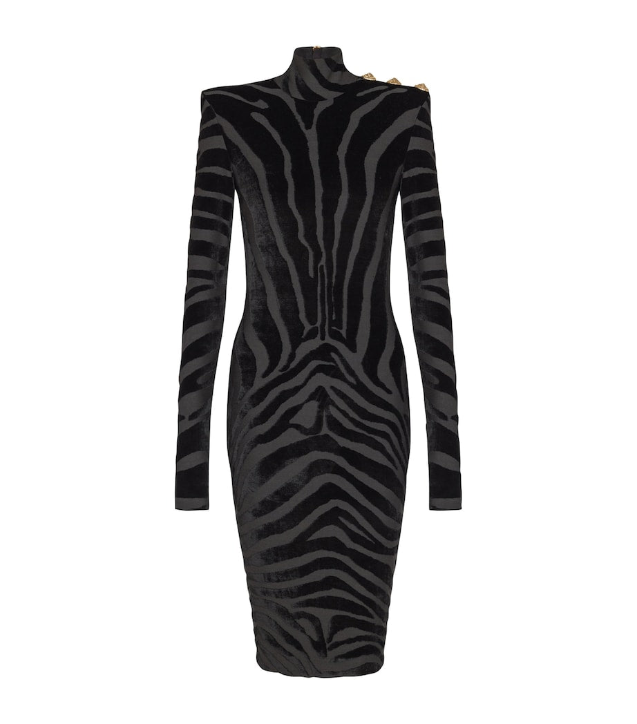 Velvet Zebra Print Mini Dress