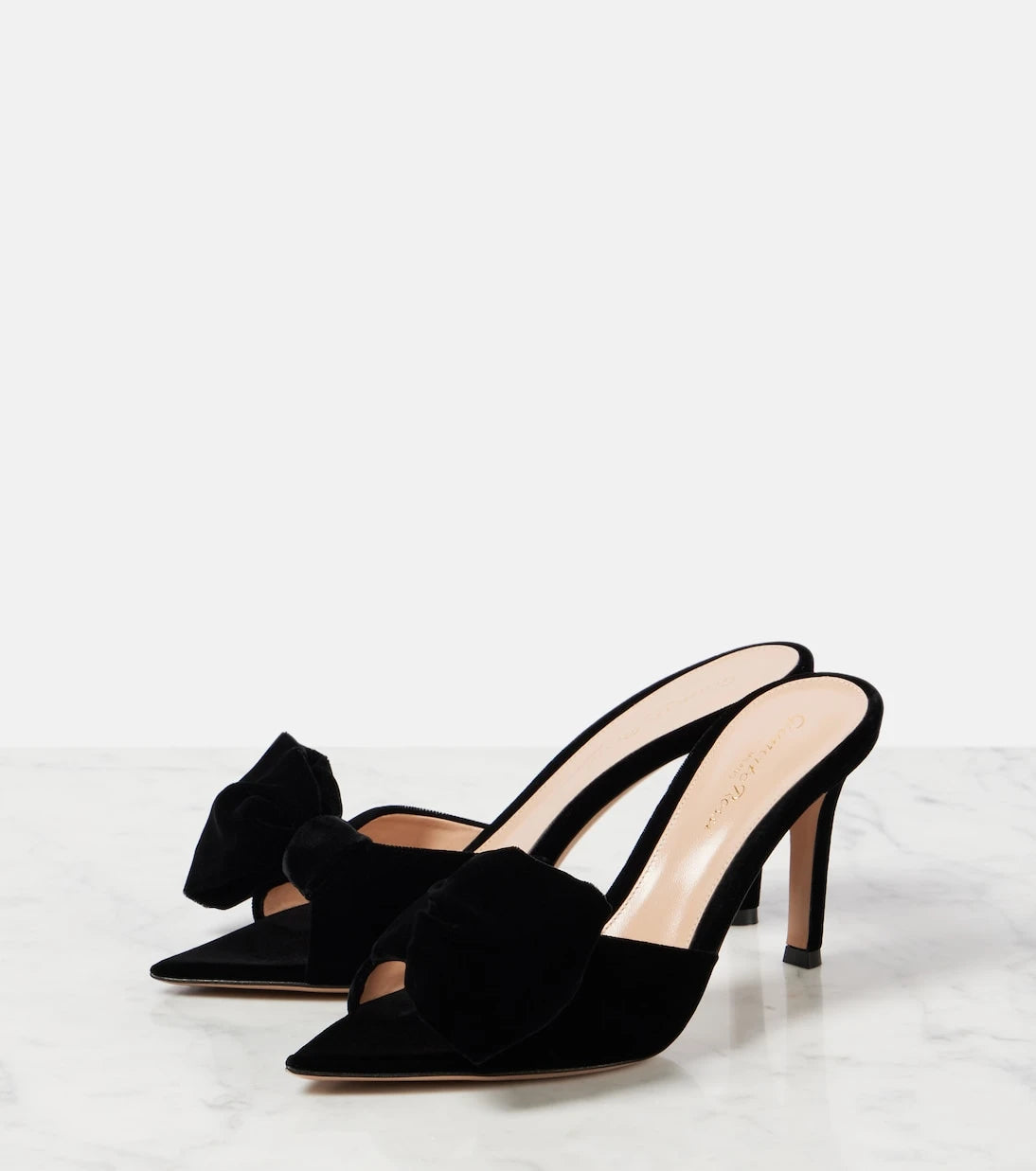 Gianvito Rossi - 85 bow-detail velvet mules