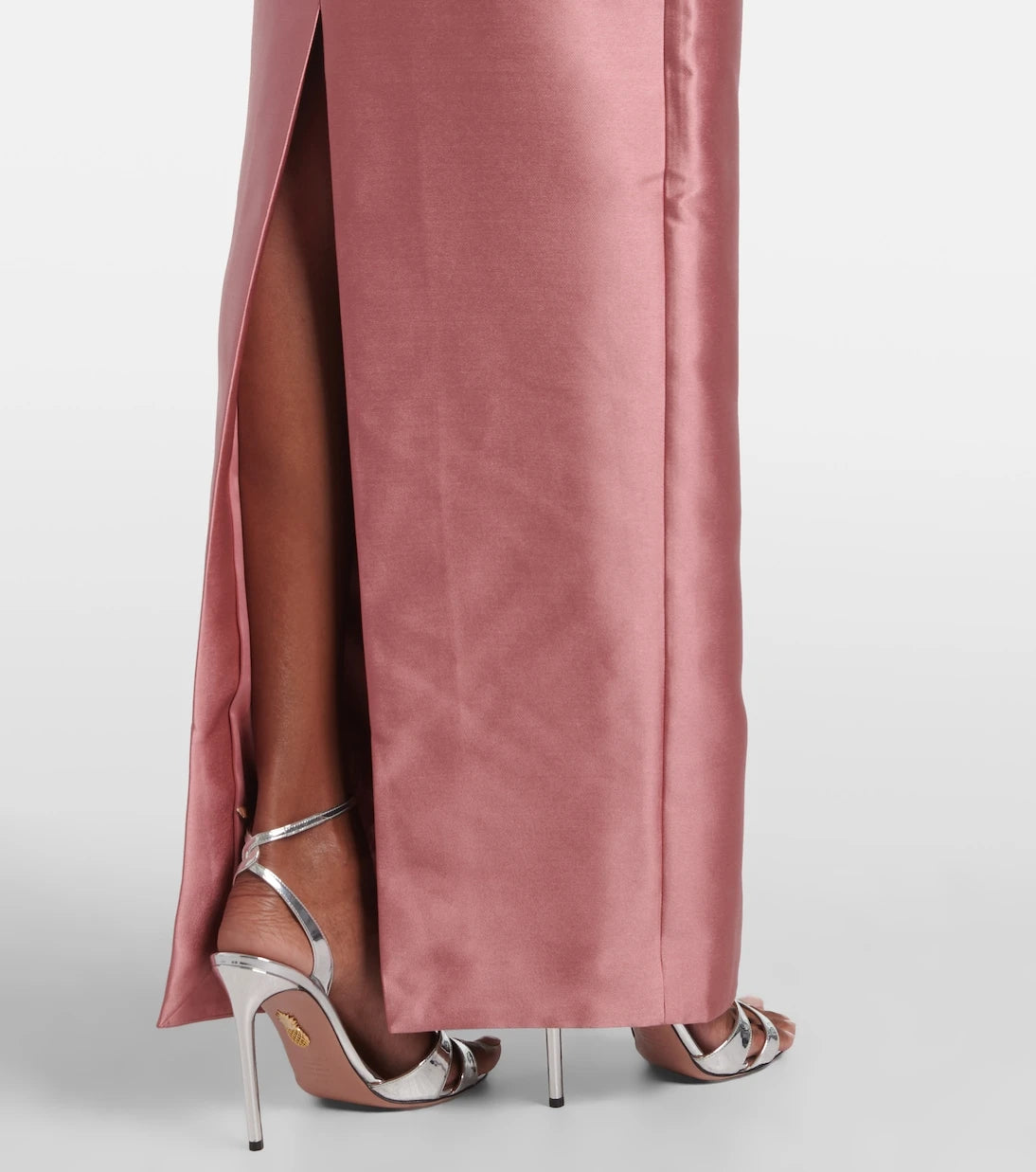 Solace London - Kira draped one-shoulder satin gown