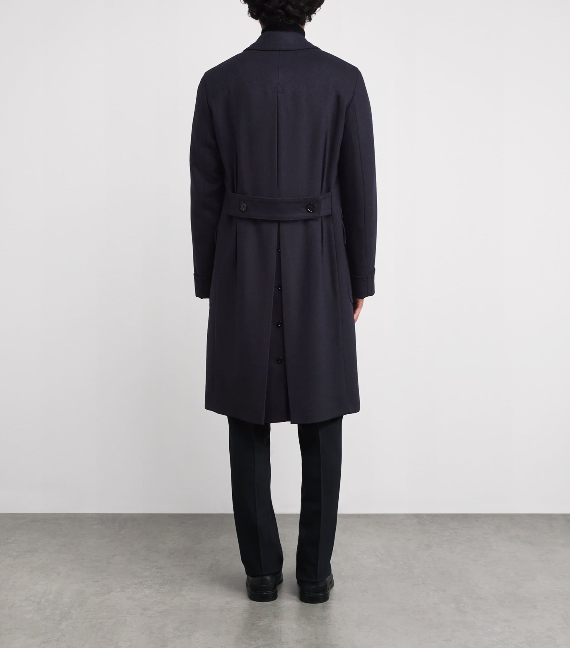 Lardini Navy Wool-Cashmere Double-Breasted Overcoat