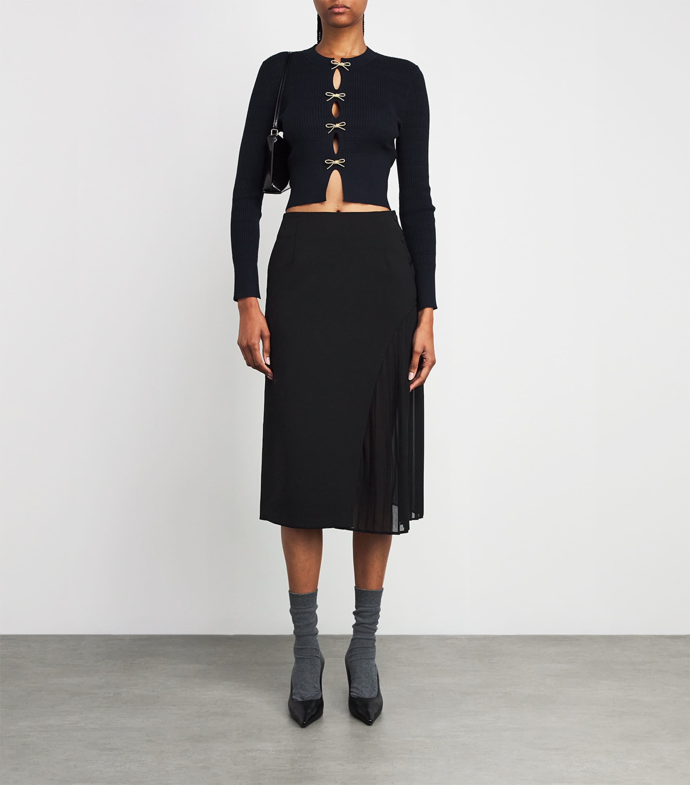 Pleated Panel Midi Skirt