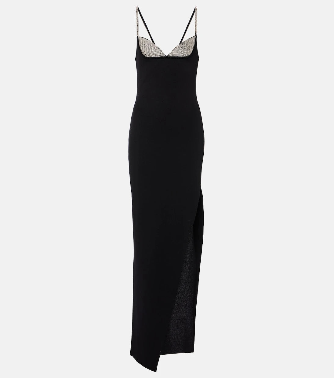 Balmain - Crystal-embellished side-slit gown