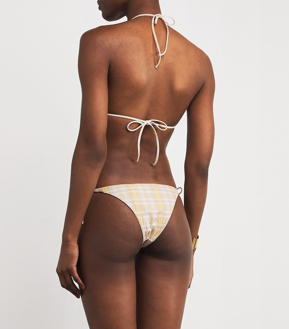 Faithfull the Brand Multi Check Side-Tie Bikini Bottoms