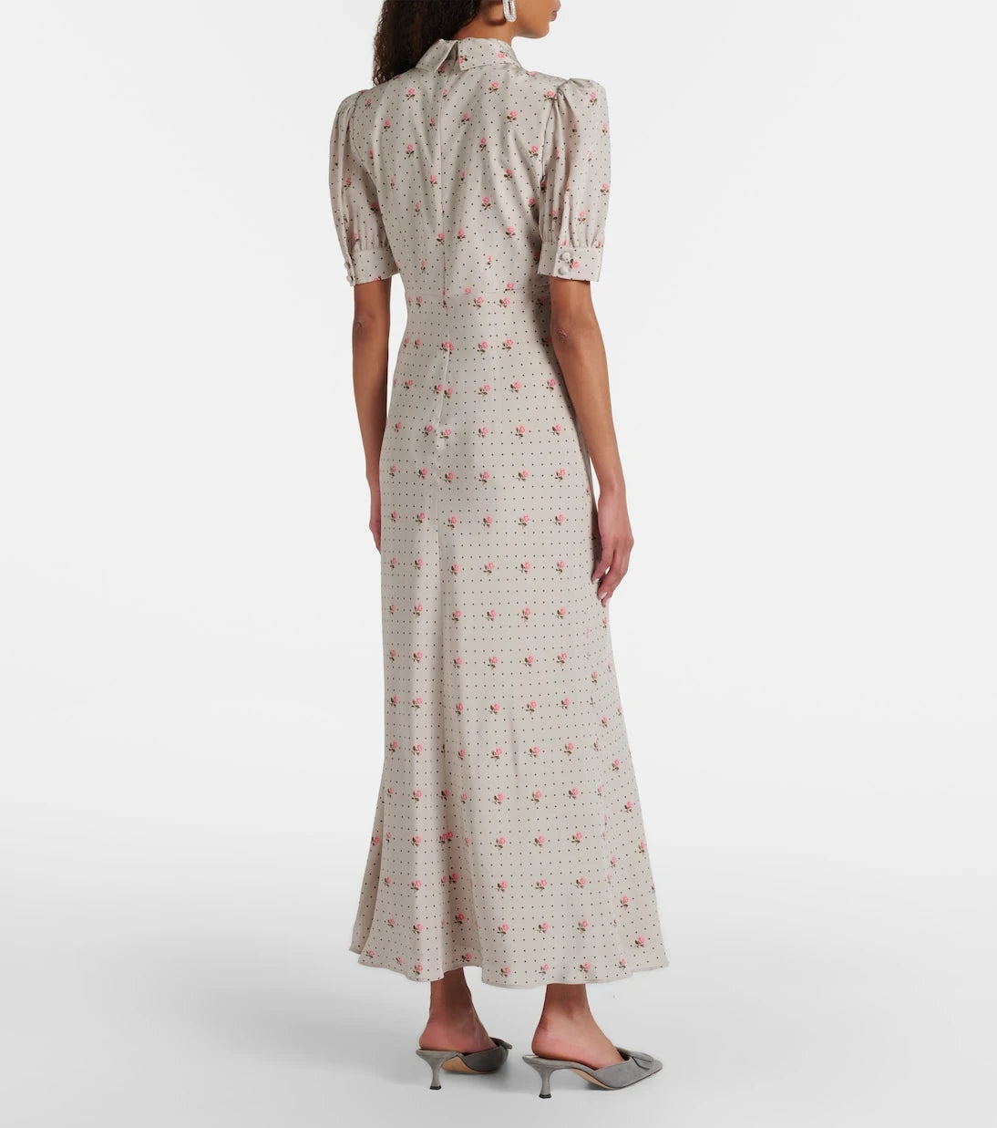 Alessandra Rich - Floral polka-dot silk maxi dress