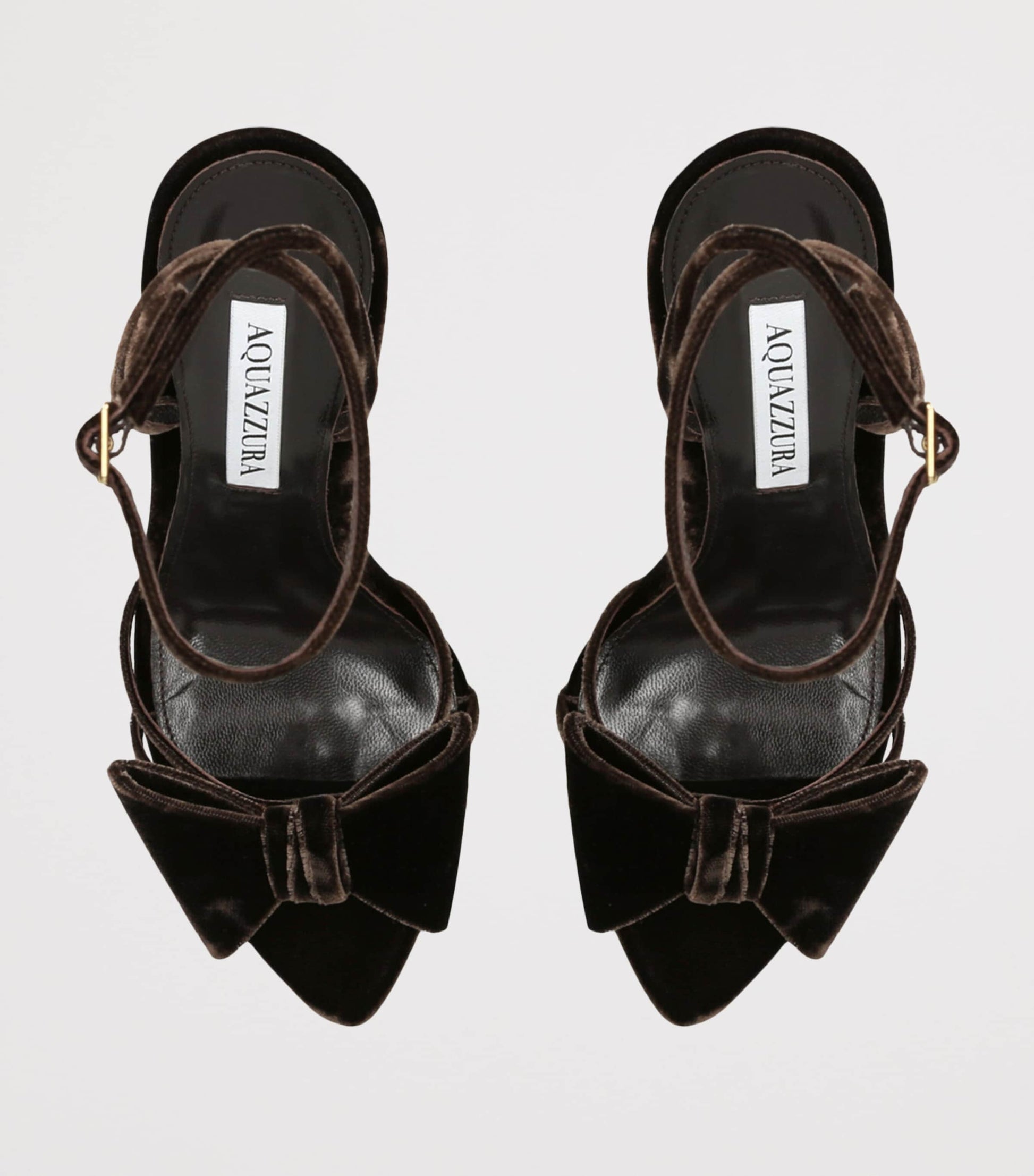 Brown Velvet Bow Tie Heeled Sandals 105