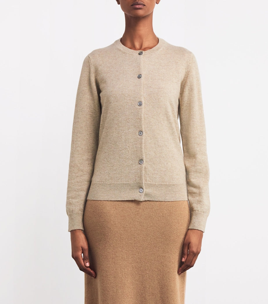 Harrods Beige Cashmere Crew-Neck Cardigan
