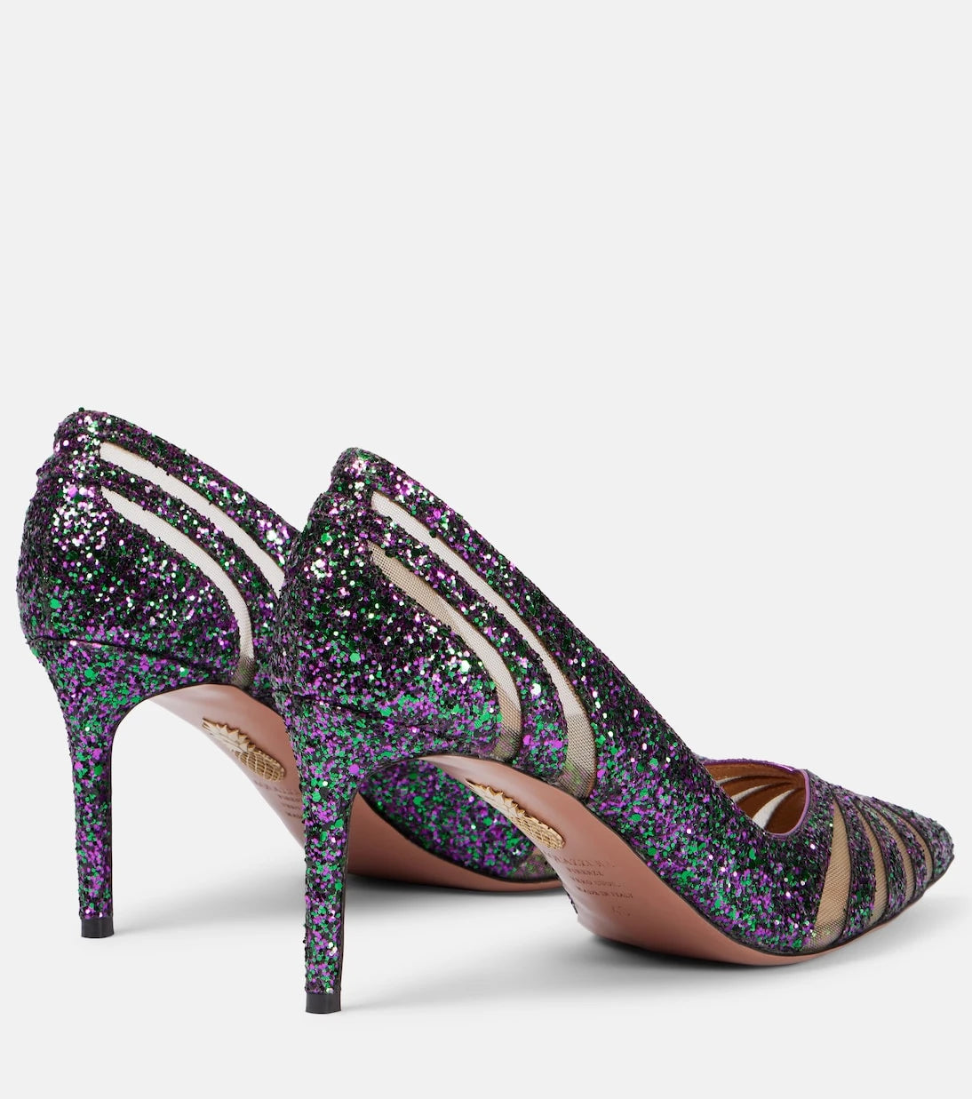 Aquazzura - Spy75 glitter mesh pumps