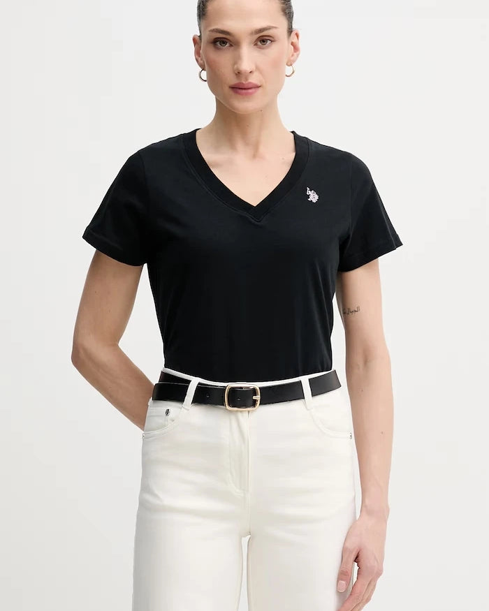 U.S. Polo Assn. Kadın Pamuklu V-Yaka Tişört