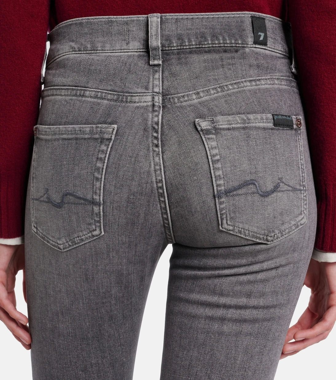 7 For All Mankind - بنطلون جينز بقصة بوت كت سوهو بخصر متوسط الارتفاع