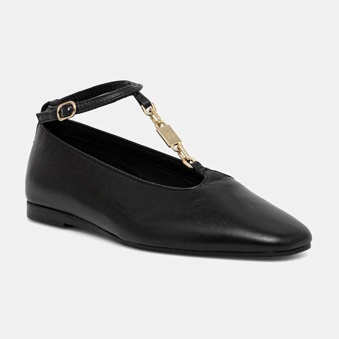 Кожени балеринки Tommy Hilfiger TH-BAR CHAIN BALLET