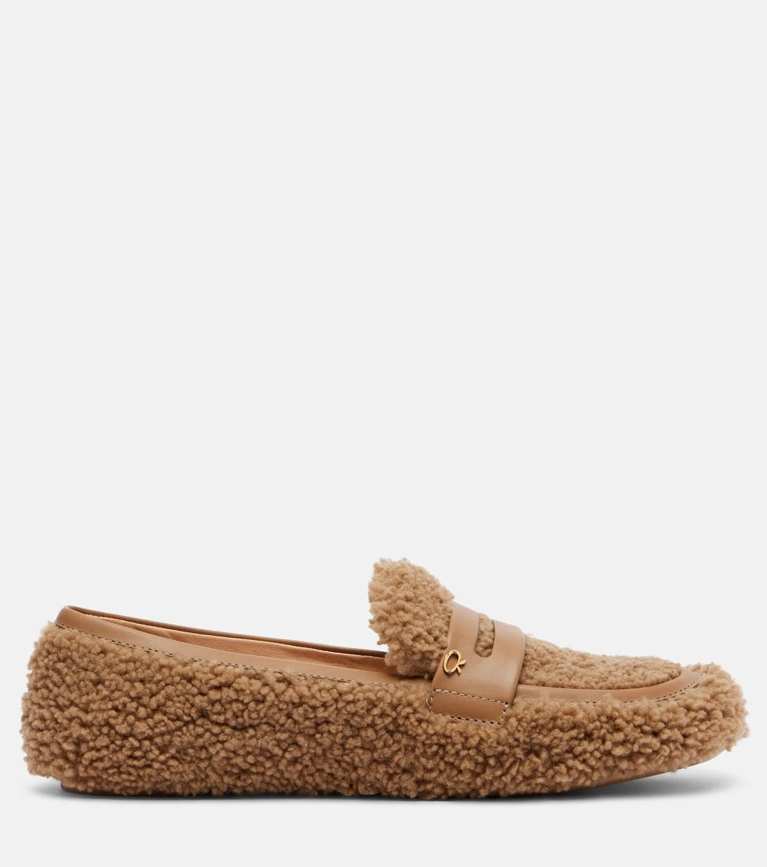 Gianvito Rossi - Deri şeritli shearling makosenler