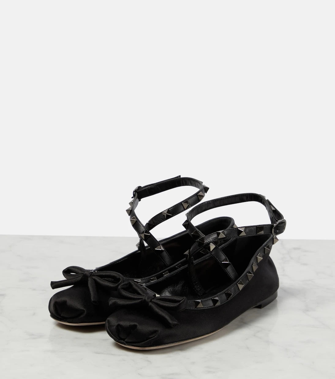 Valentino Garavani - Rockstud satin ballet flats