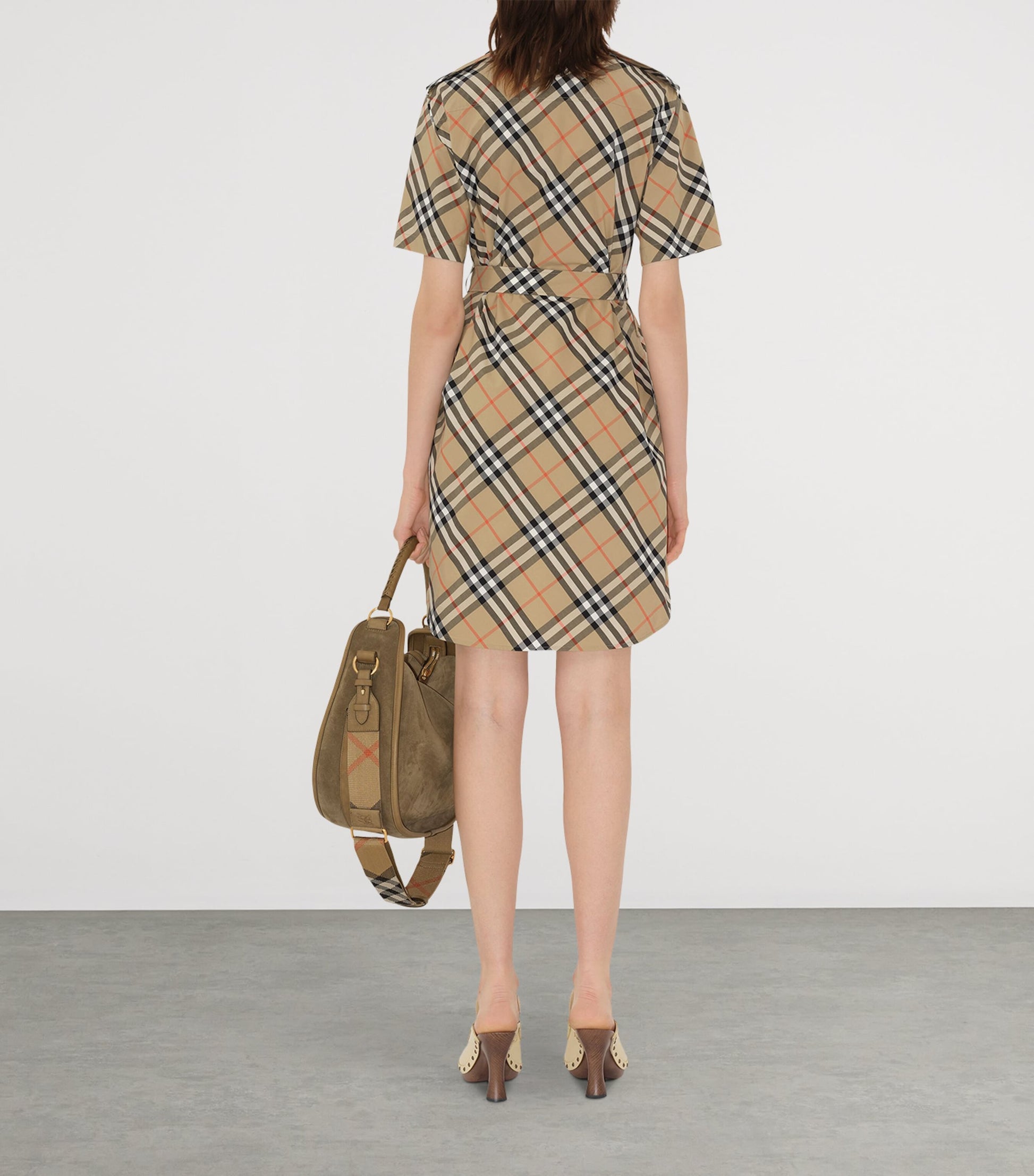 Burberry Beige Cotton Check Mini Shirt Dress