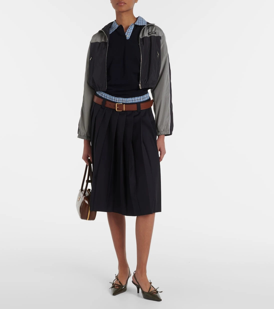 Miu Miu - Technical cropped track jacket