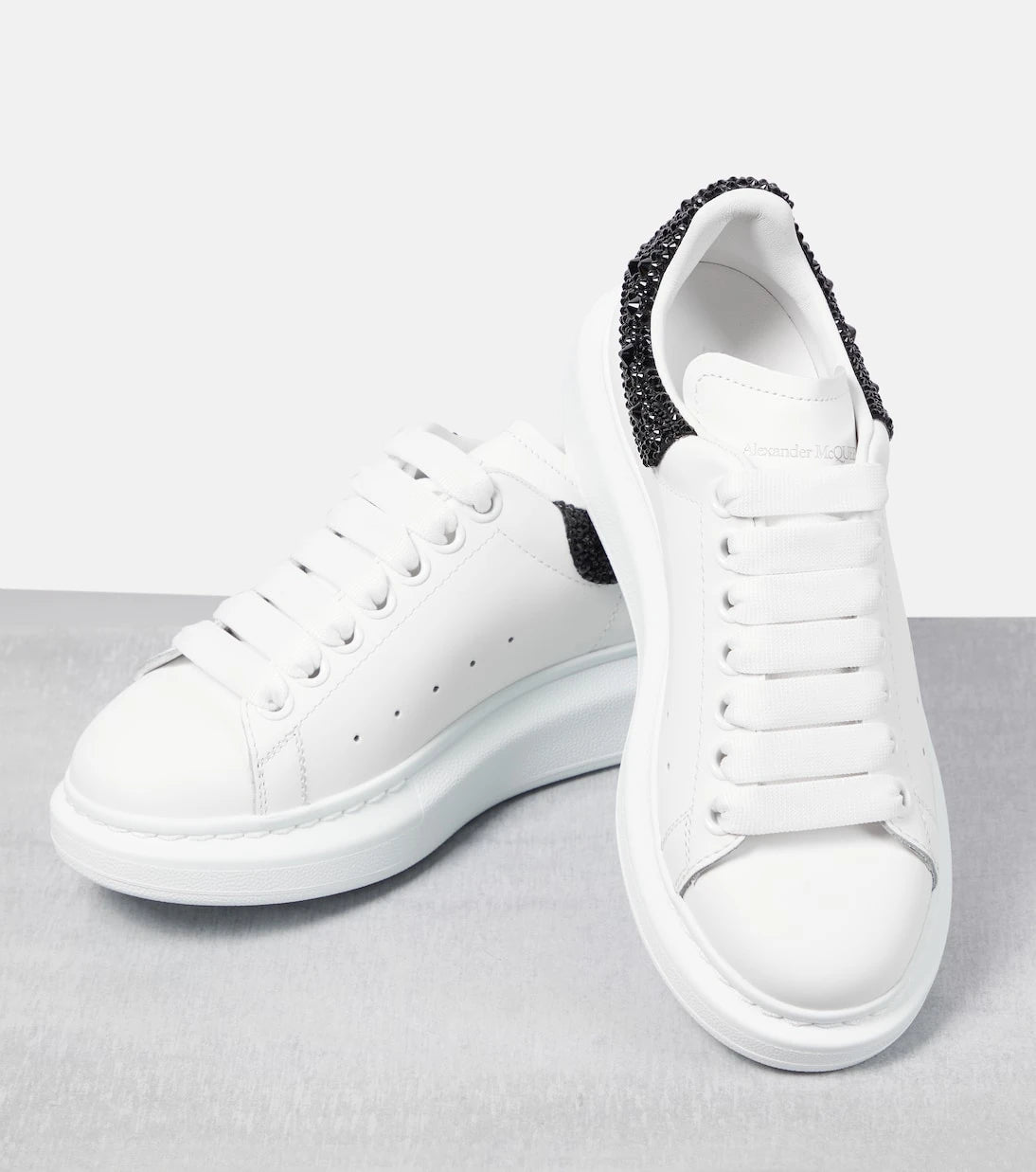 McQueen - Oversized embellished leather sneakers