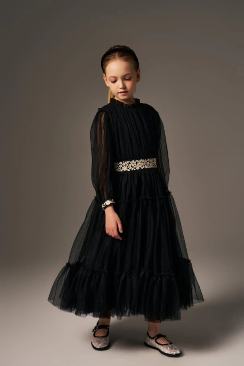 C'era Una Volta - Milie belted embroidered tulle dress