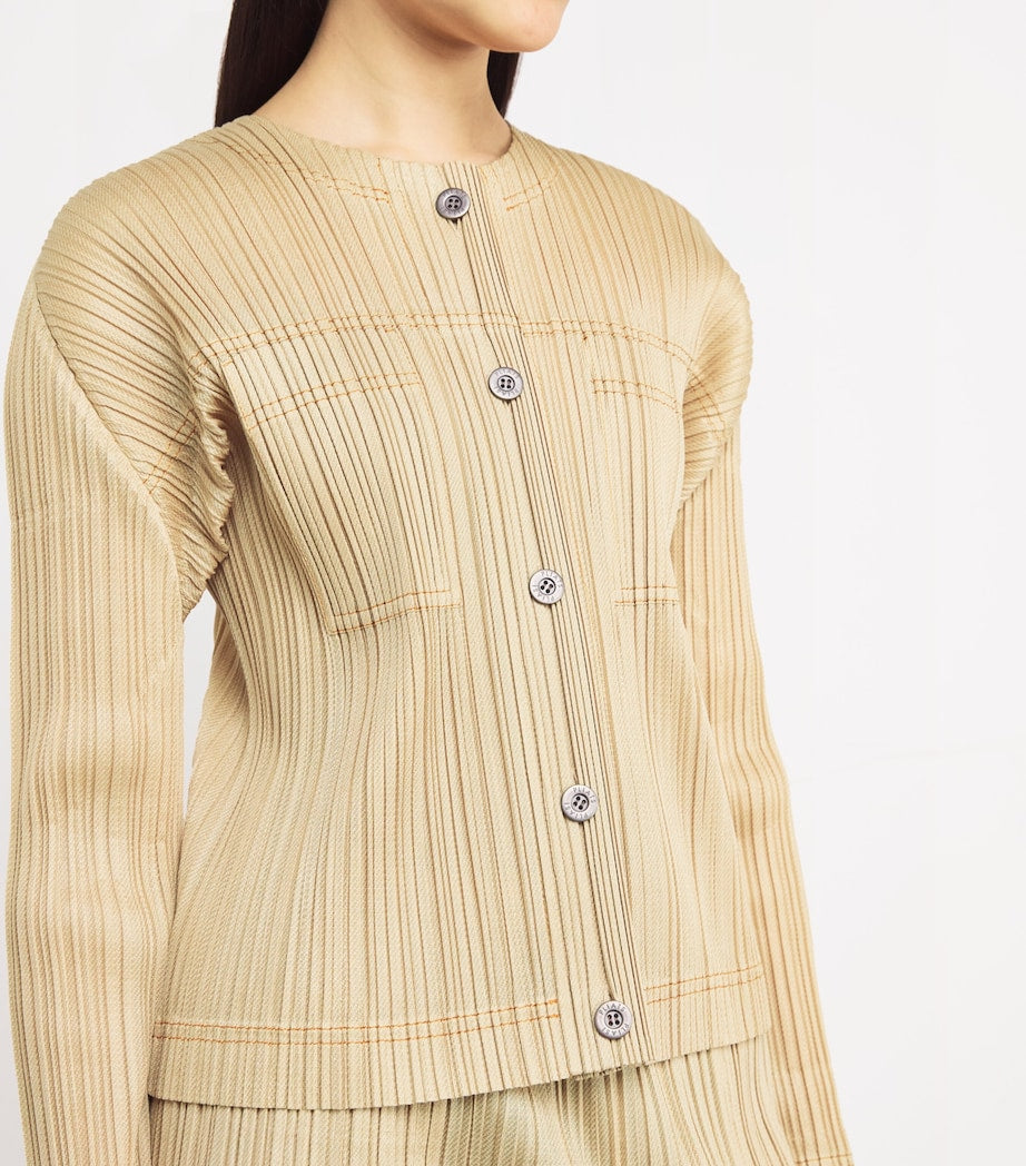 Pleated Cotton Denim Jacket