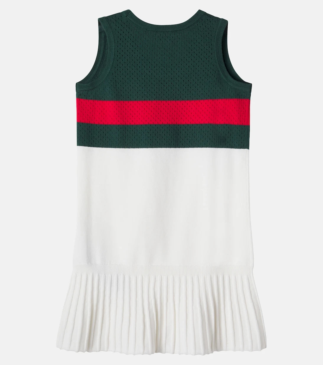 Gucci Kids - فستان من القطن بنسيج مخرم مخطط الويب