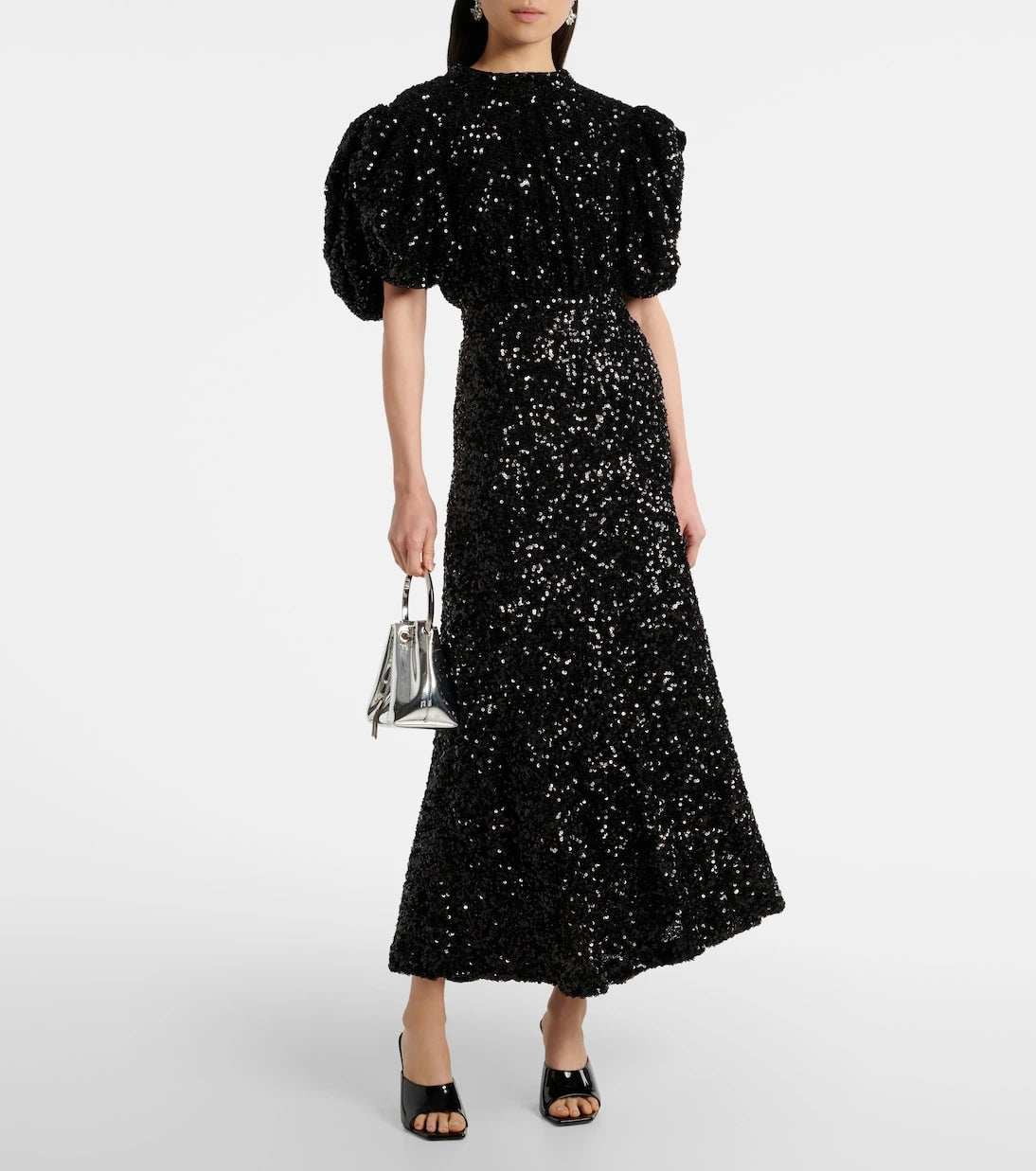 Rotate - Sequined puff-sleeve midi dress