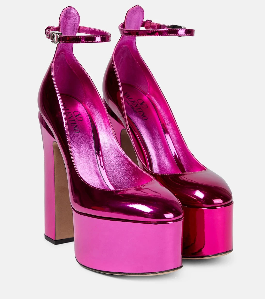Valentino Garavani - Tan-Go metallic leather platform pumps