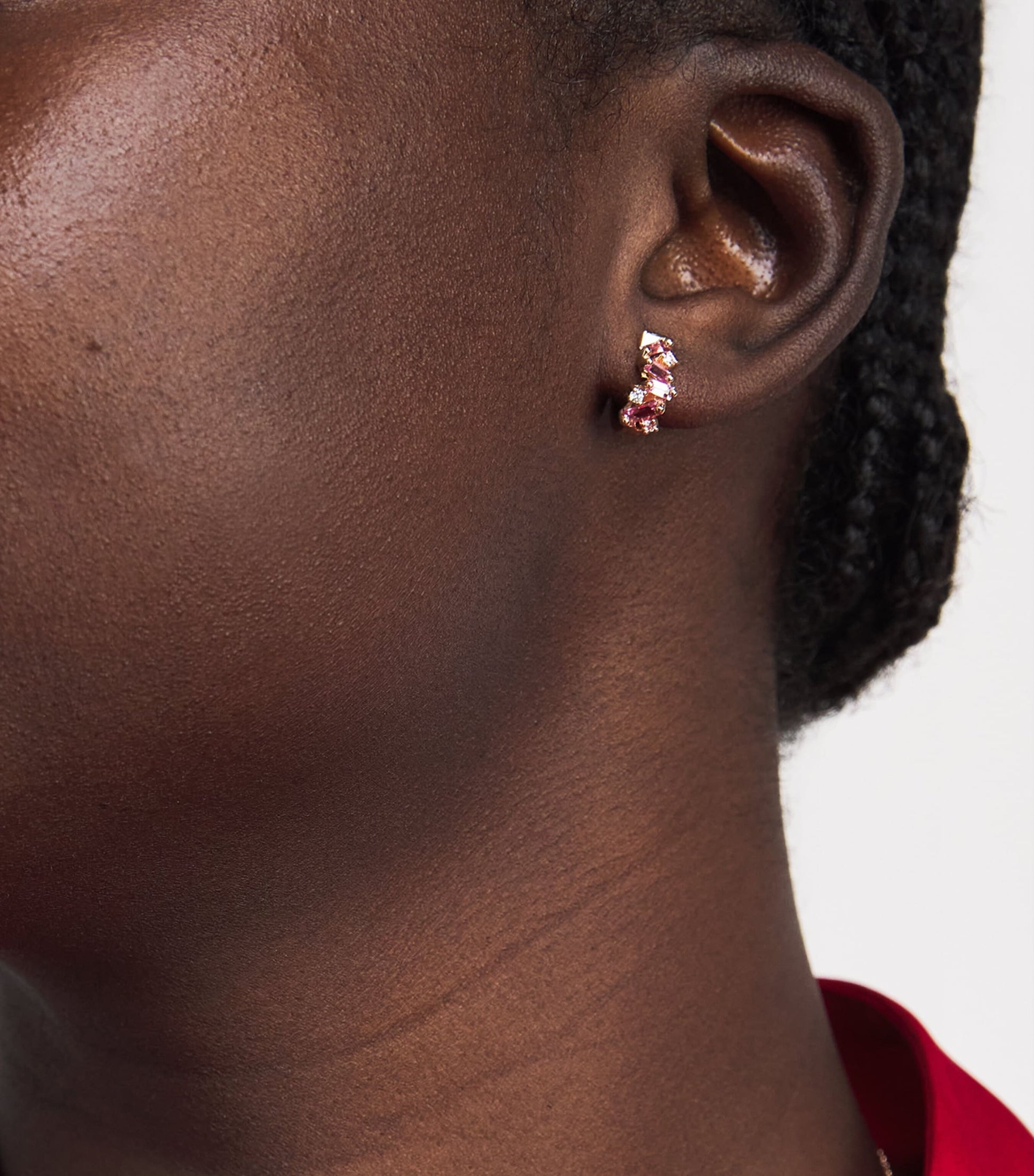 Suzanne Kalan Rose Gold, Diamond and Sapphire Frenzy Huggie Earrings