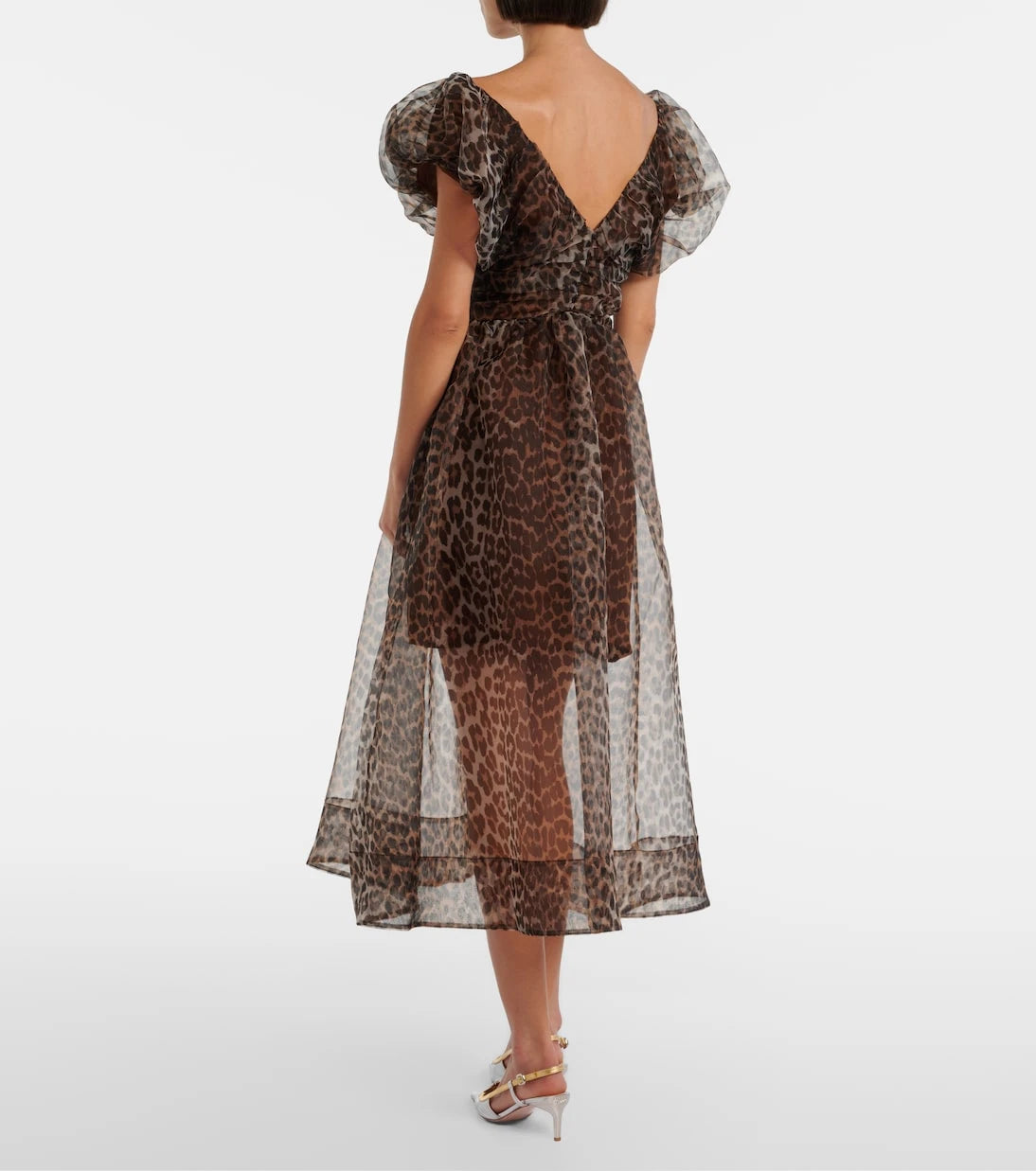 Ganni - Leopard-print organza midi dress