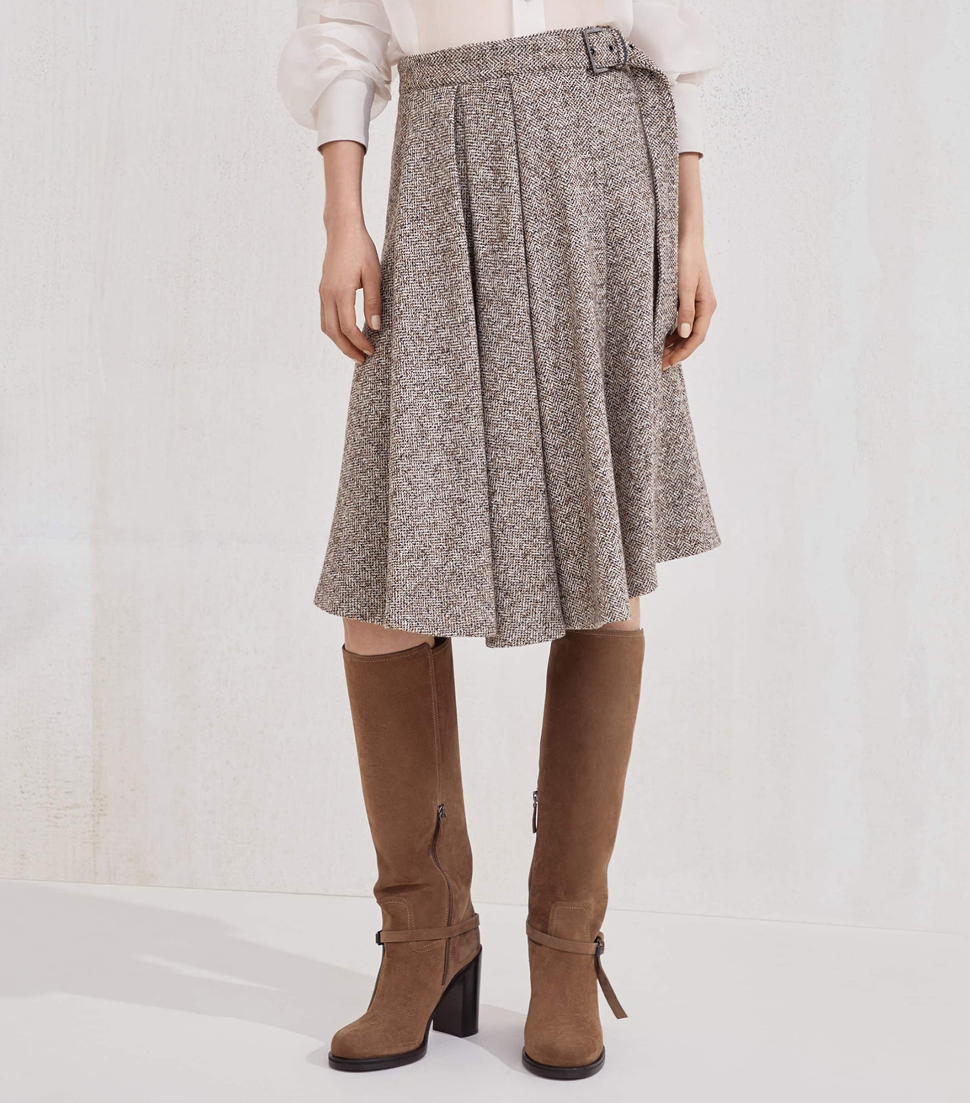 Virgin Wool-Blend Midi Skirt