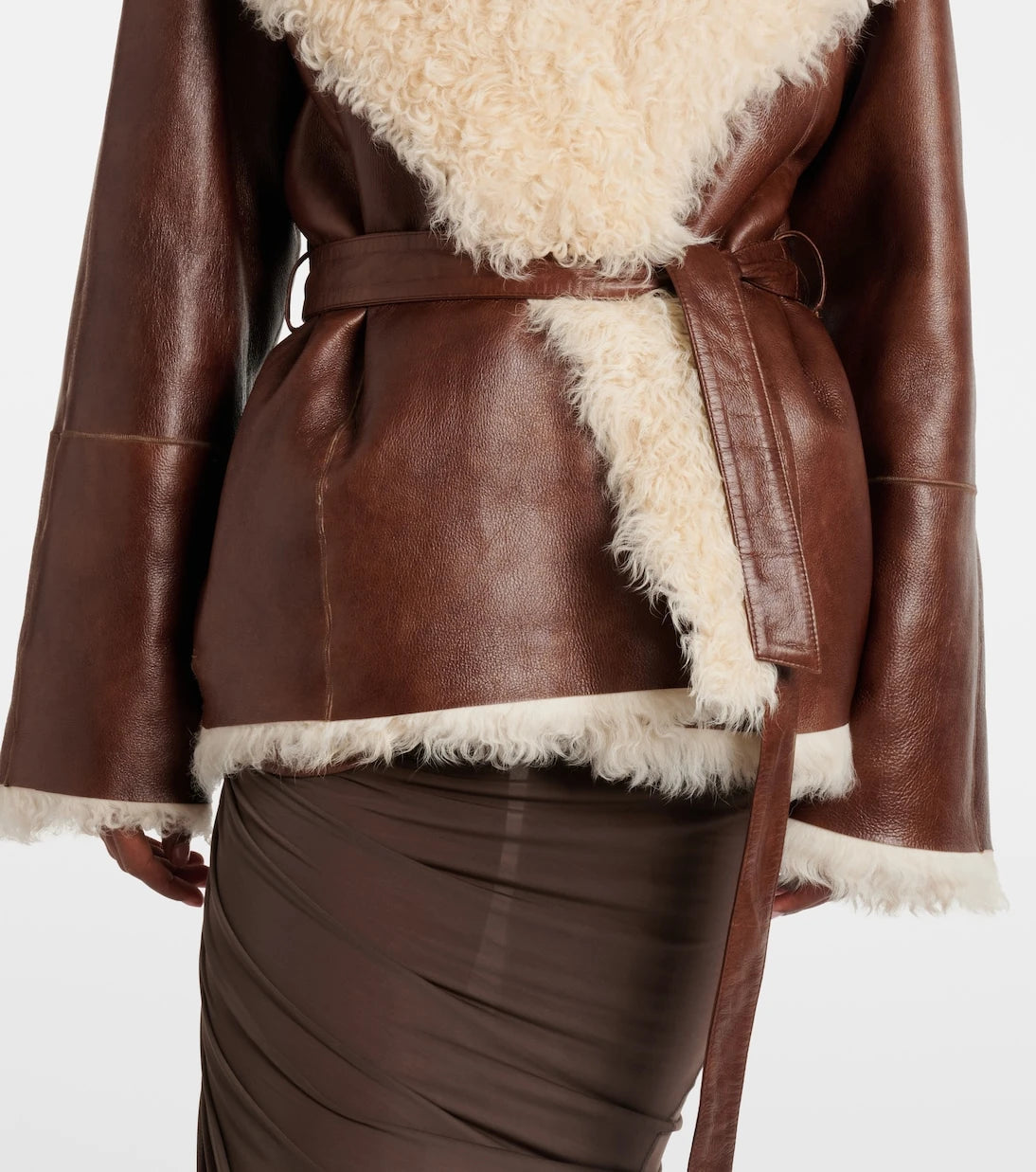 Magda Butrym - Shearling-trimmed leather jacket