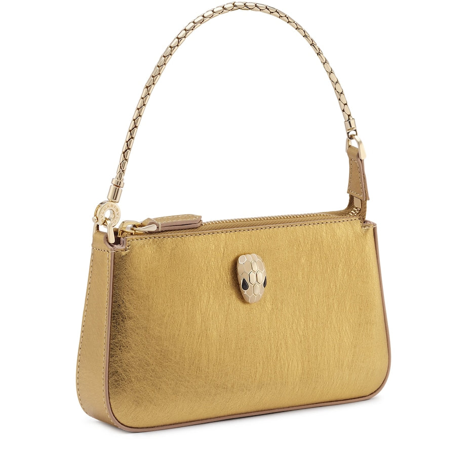 Bvlgari Gold Leather Serpenti Forever Clutch Bag