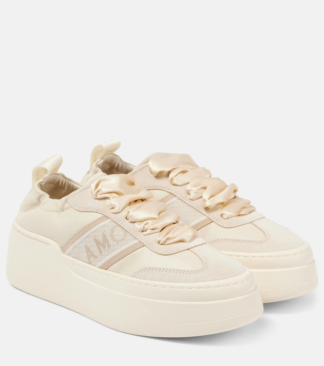 Ferragamo - Suede-trimmed leather platform sneakers