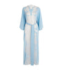 Rosamosario Blue Silk Lace-Trim Robe