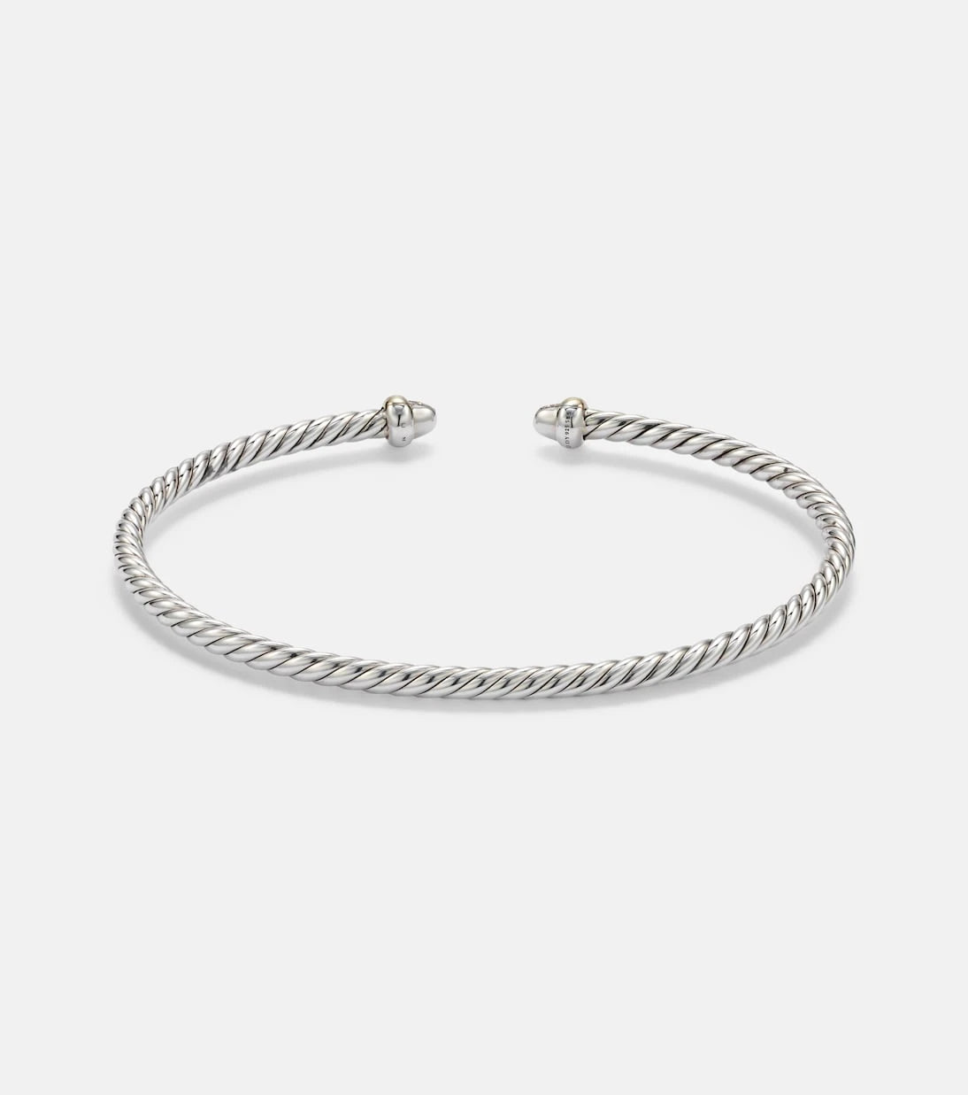 David Yurman - سوار كفّ "مايكرو كيبل فليكس" من الفضة الإسترلينية والذهب عيار 14 قيراطًا مع الألماس
