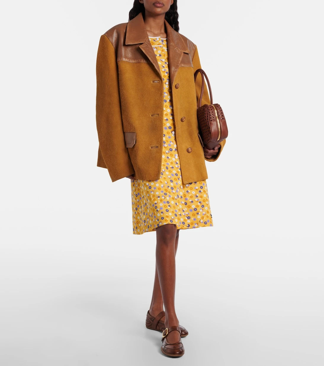 Miu Miu - Leather-trimmed suede jacket