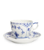 Royal Copenhagen Blue Fluted Half Lace Teacup and Saucer