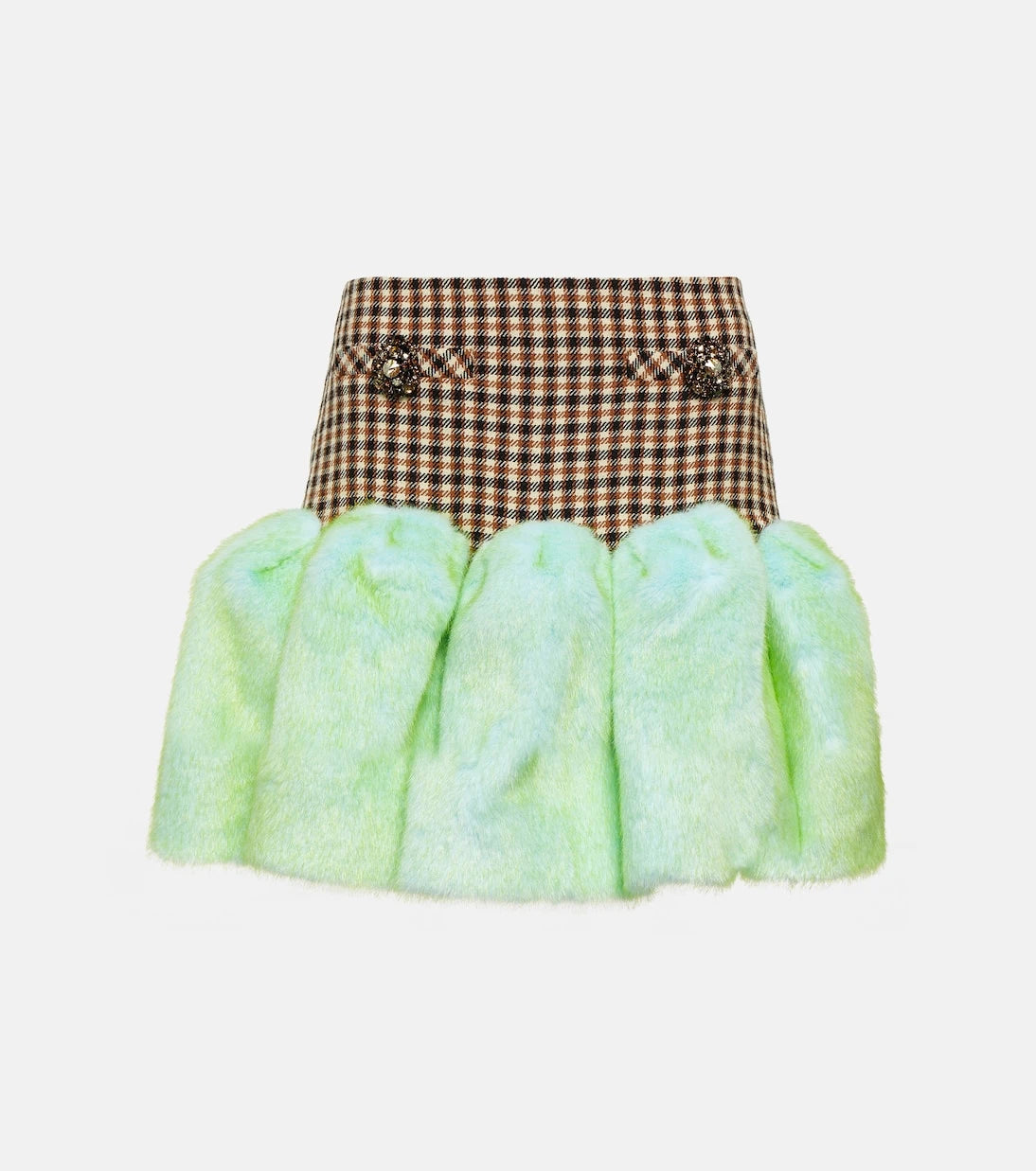 Area - Checked wool and cotton miniskirt