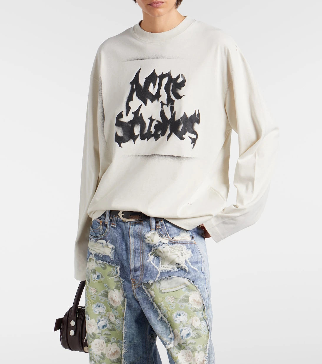 Acne Studios - سويت شيرت من مزيج القطن والجرسي بشعار العلامة