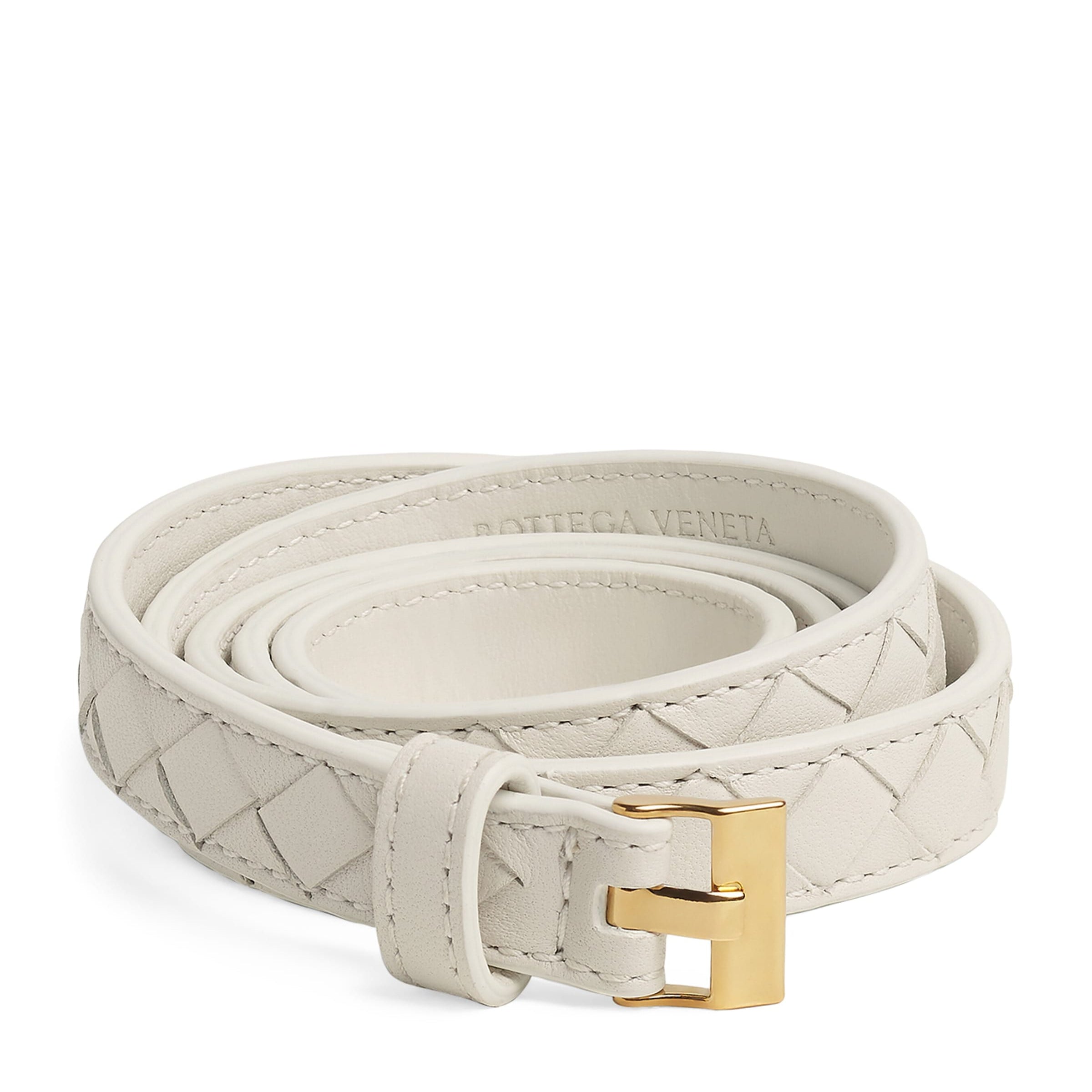 Bottega Veneta White Lambskin Thin Watch Belt
