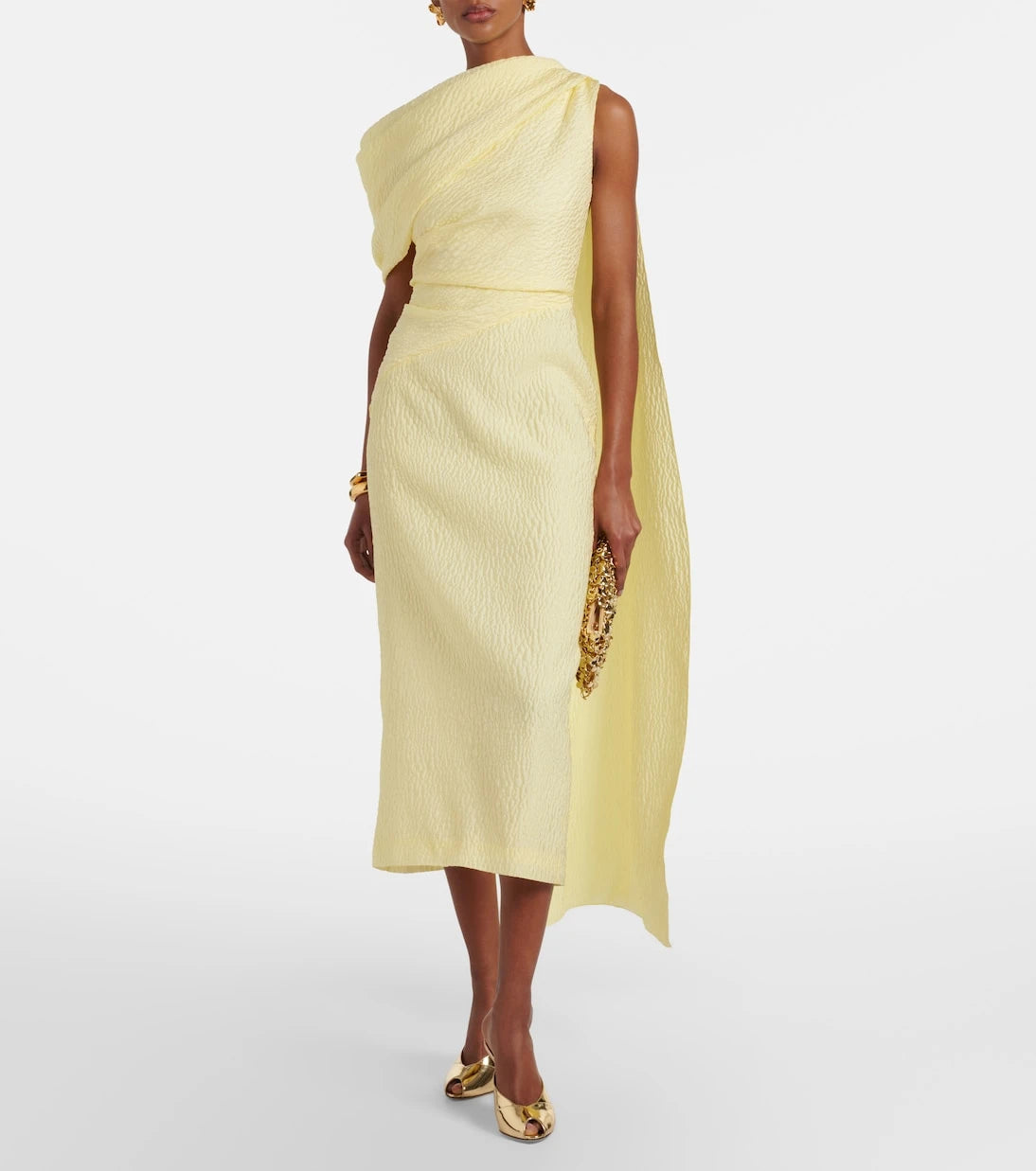 Roksanda - Maite caped cloqué midi dress